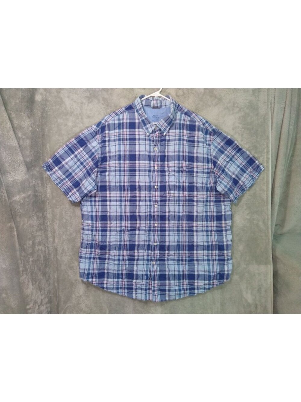 Izod Saltwater Shirt Mens 3XLT Blue Plaid Short Sleeve Button Down Relaxed